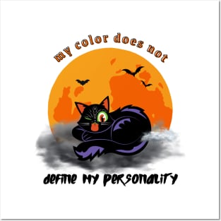 Black cat on a cloud, defying stereotypes Posters and Art